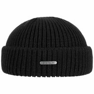 stetson short beanie nashvile merino wool knit black
