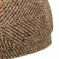 stetson driver cap harris tweed brown beige stripe blue