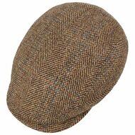 stetson driver cap harris tweed brown beige stripe blue