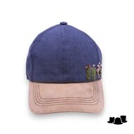 bespoke wigens baseball cap desert bloom distressed bill blue and beige