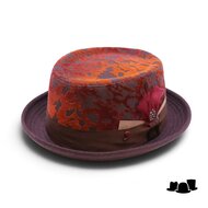 alfonso deste pork pie wol gemeleerd camo terracotta bruin