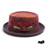 alfonso deste pork pie wol gemeleerd camo terracotta bruin