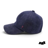 alfonso deste baseball cap wol en leder visgraat donkerblauw