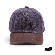 alfonso deste baseball cap wol en leder visgraat grijsblauw en bruin