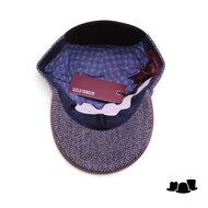 alfonso deste baseball cap wol en leder visgraat grijsblauw en bruin