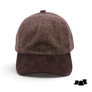 alfonso deste baseball cap wol en leer visgraat bruin beige