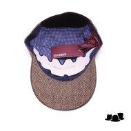 alfonso deste baseball cap wol en leer visgraat bruin beige