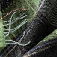 john hanly irish wool scarf long green charcoal multi block check