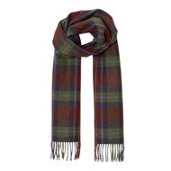 john hanly irish wool scarf long blue green burnt orange plaid