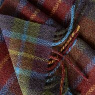 john hanly irish wool scarf long blue green burnt orange plaid