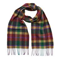 john hanly irish wool scarf long mustard green rust check