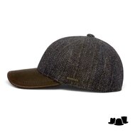 hatland baseball fitted cap edze wol visgraat blauw bruin