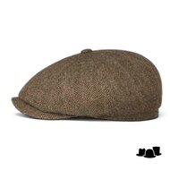 stetson newsboy cap hatteras herringbone olive beige