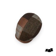stetson driver cap virgin wool and leather patchwork brown