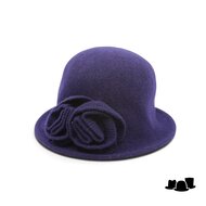 seeberger cloche wool knitted flower marine blue