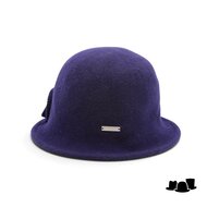 seeberger cloche wool knitted flower marine blue