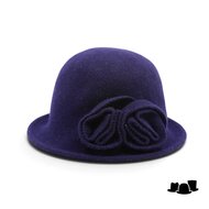 seeberger cloche wool knitted flower marine blue