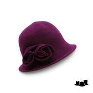 seeberger cloche wool knitted flower burgundy red