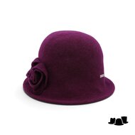 seeberger cloche wool knitted flower burgundy red