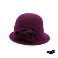 seeberger cloche wool knitted flower burgundy red