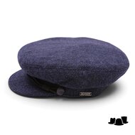 wigens fisherman cap wol visgraat navy
