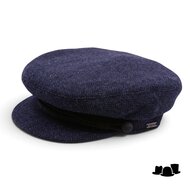wigens fisherman cap wol visgraat navy
