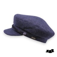 wigens fisherman cap wol visgraat navy