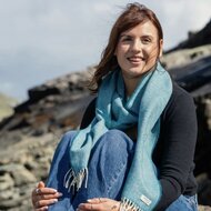 mcnutt of donegal irish wool scarf visgraat kingfisher