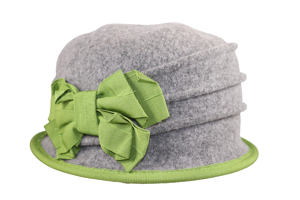 bedacht cloche softvilt lichtgrijs contrast lime
