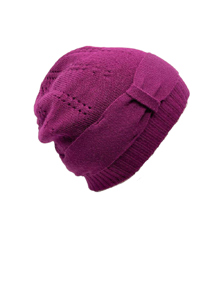 Céline Robert  Design knitted wollen beanie muts licht Aubergine