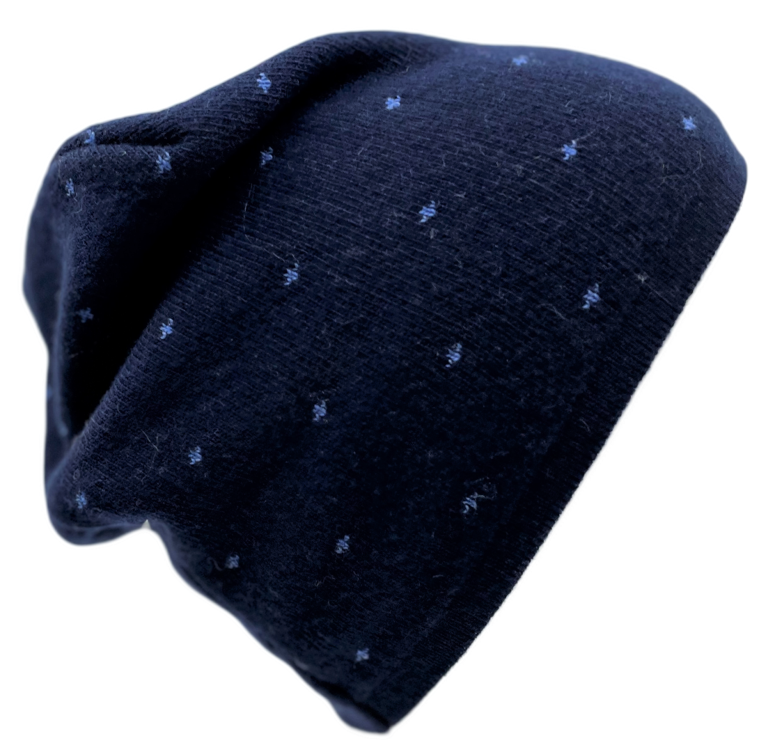 bronte kinder beanie muts stipjes wolmix blauw