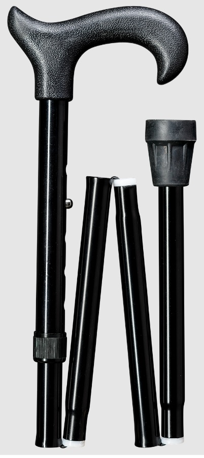 gastrock uni ergonomic derby opvouwbare wandelstok zwart