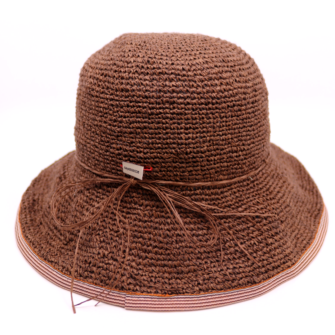 bedacht zomerhoed babbee crochet cellulosemix bruin