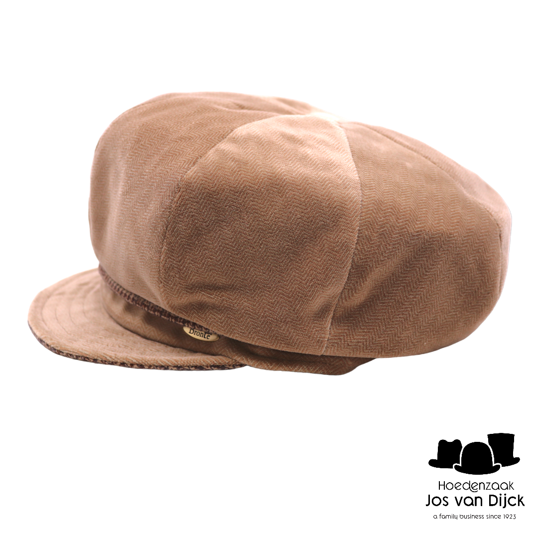 bronte ballonpet romee visgraat ruit wol beige
