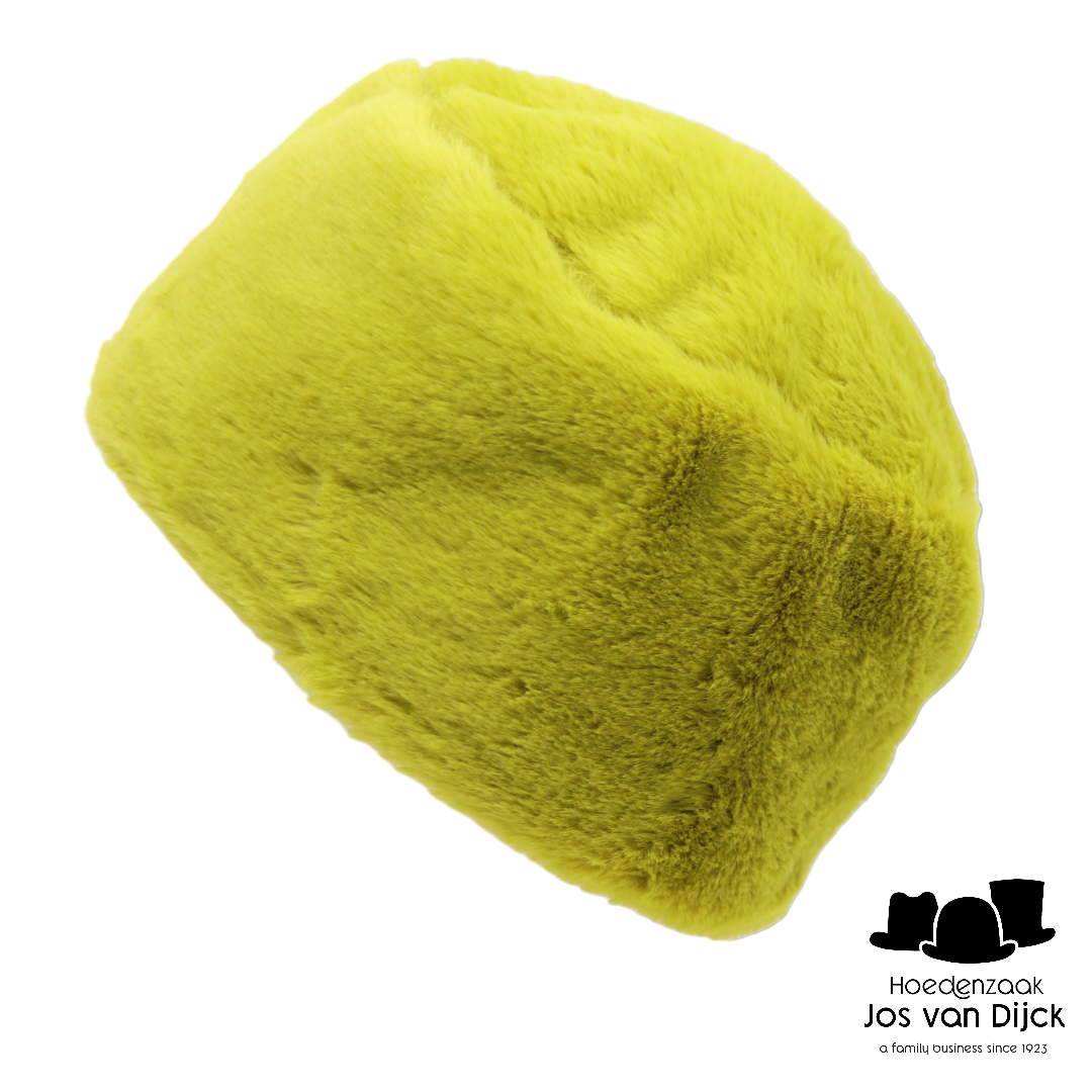 bedacht toque suze faux fur po lime green