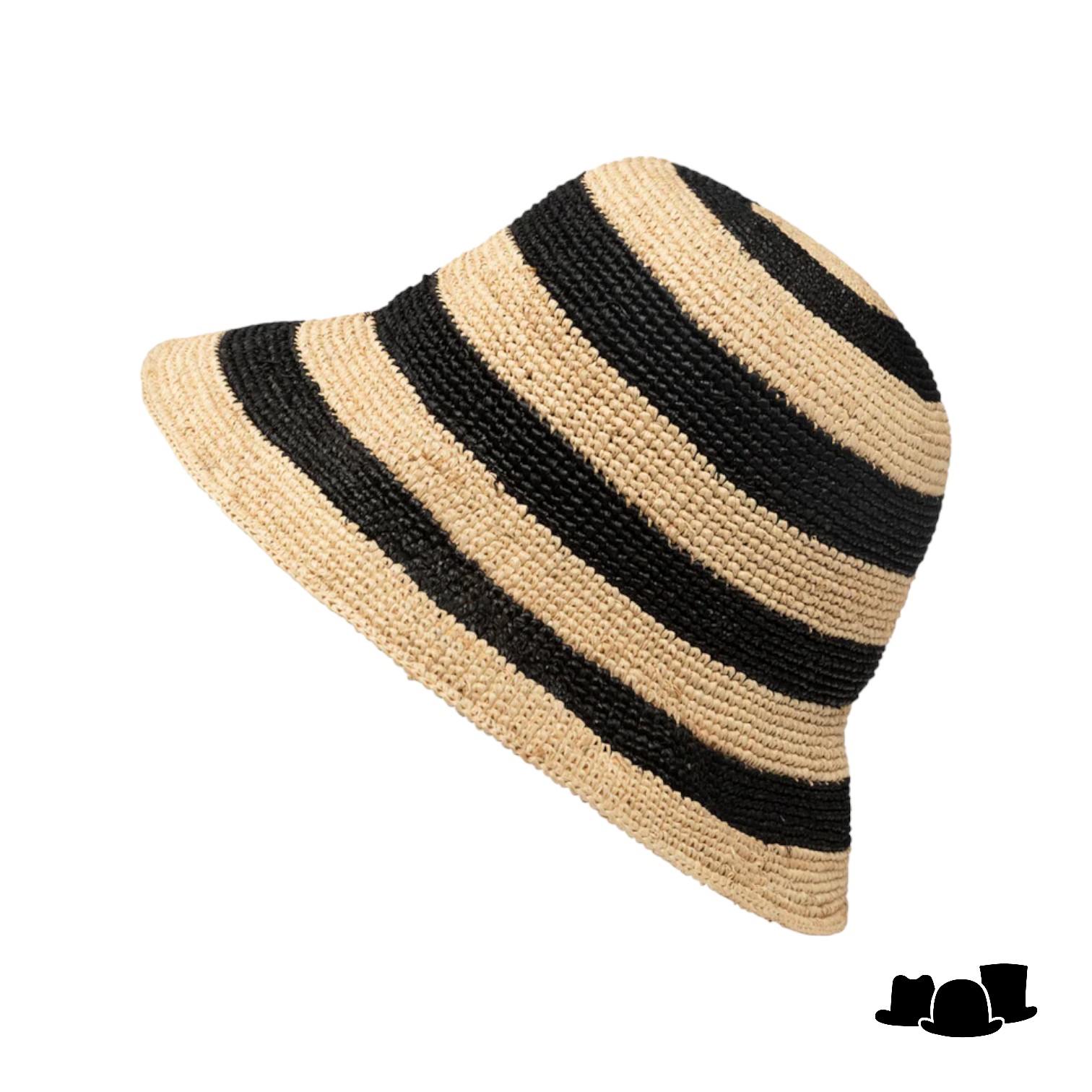 bronte zomerhoed mindy raffia crochet naturel black