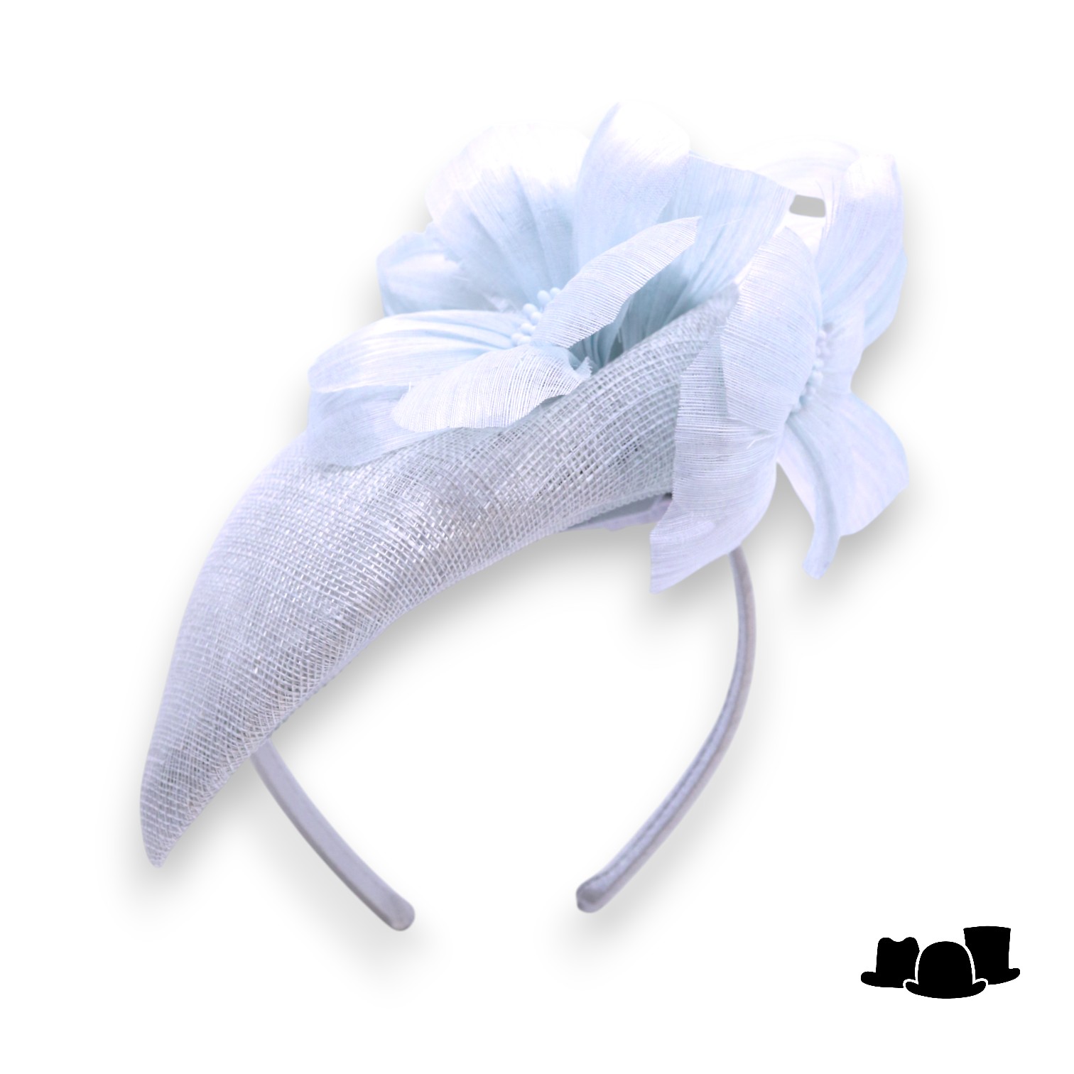 maddox fascinator 168 dopje met bloemen sinamay en buntal sky