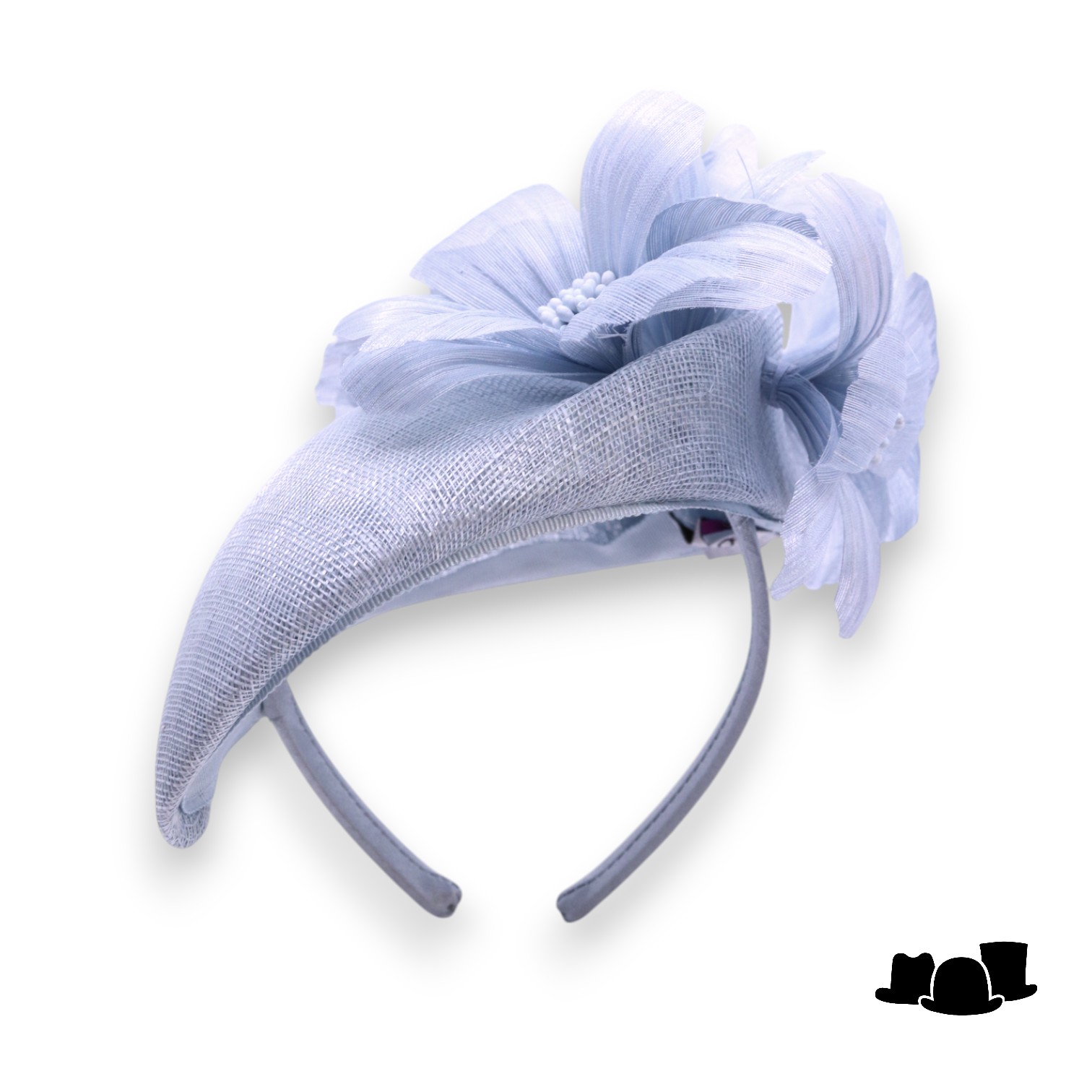 maddox fascinator 168 dopje met bloemen sinamay en buntal bluebell