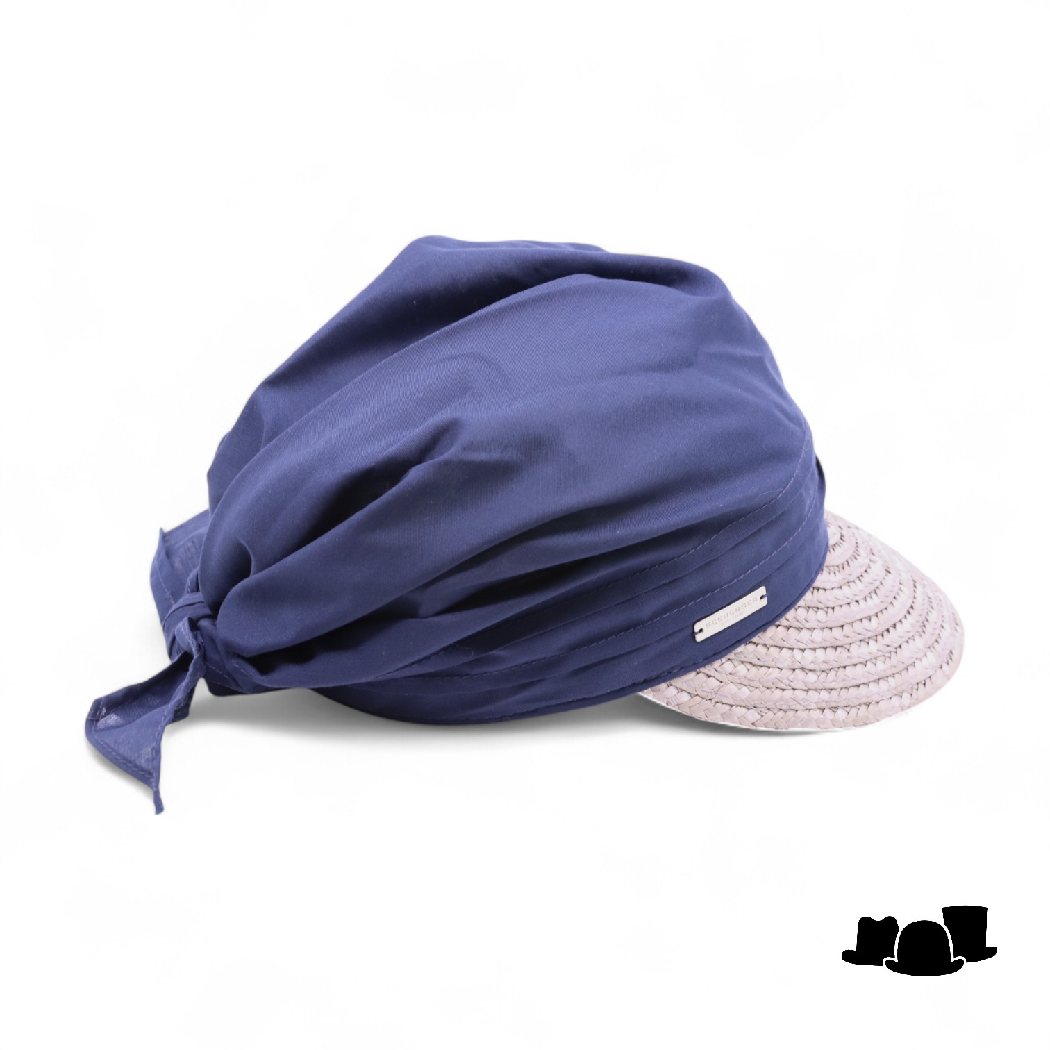 seeberger stofpet stro katoenmix grijs en inkt blauw