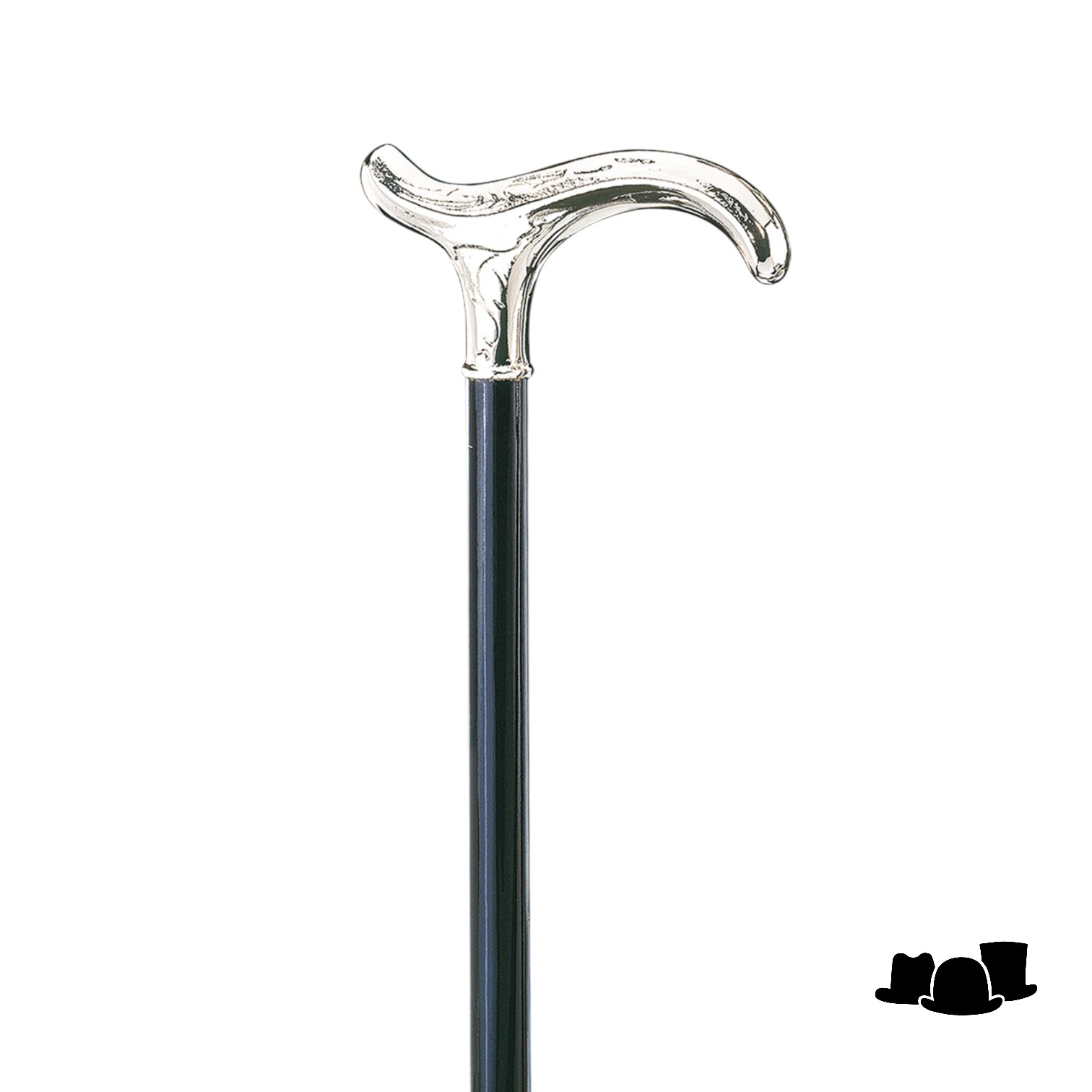 gastrock wandelstok silber derby aluminium hout zwart