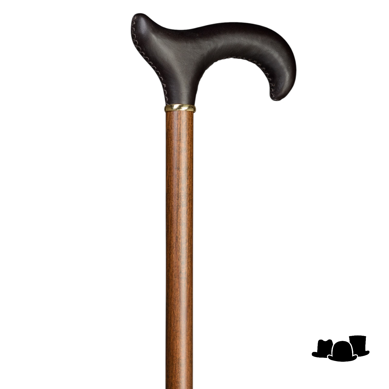 gastrock wandelstok derby leder handvat mocha