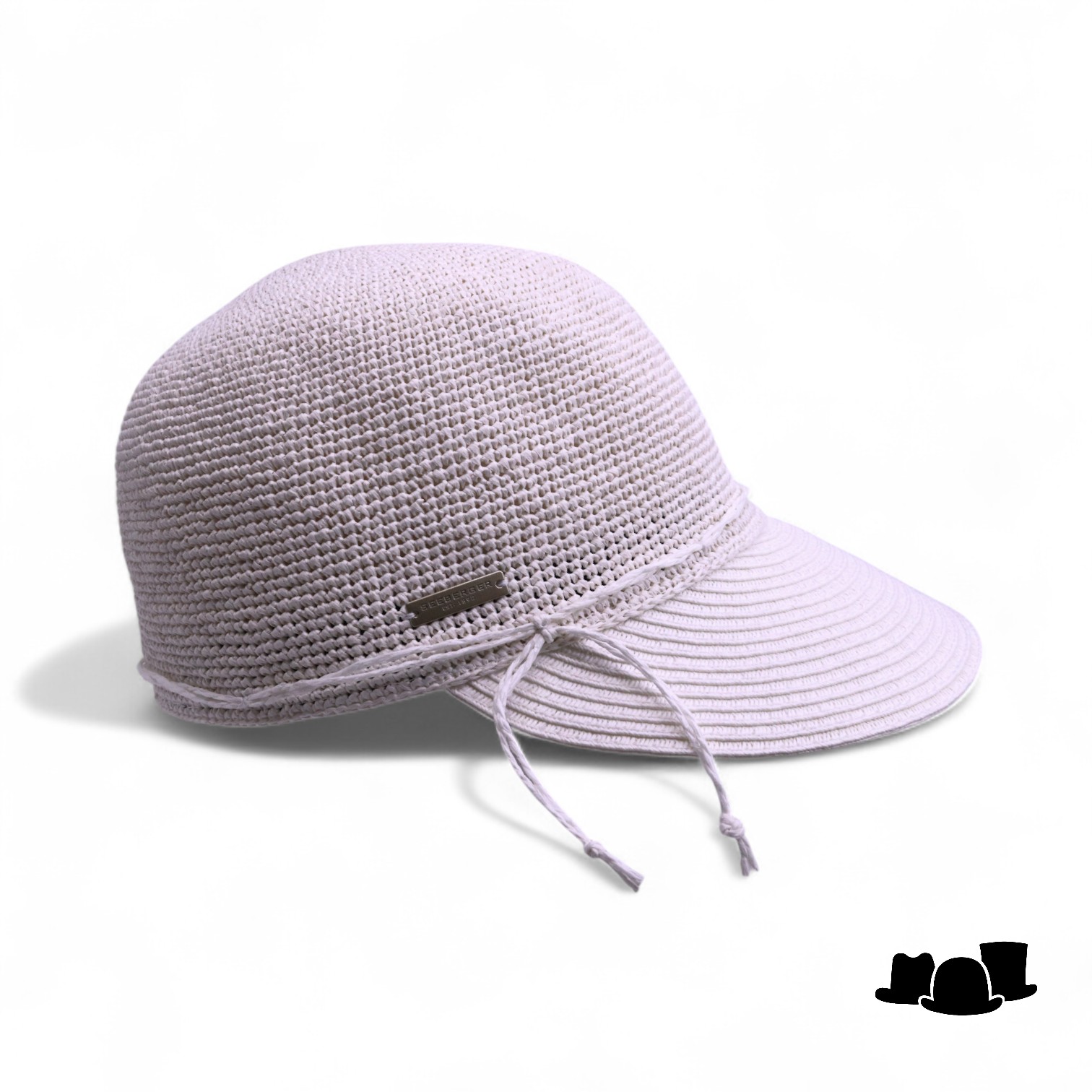 seeberger visor cap fijn crochet papierstro white
