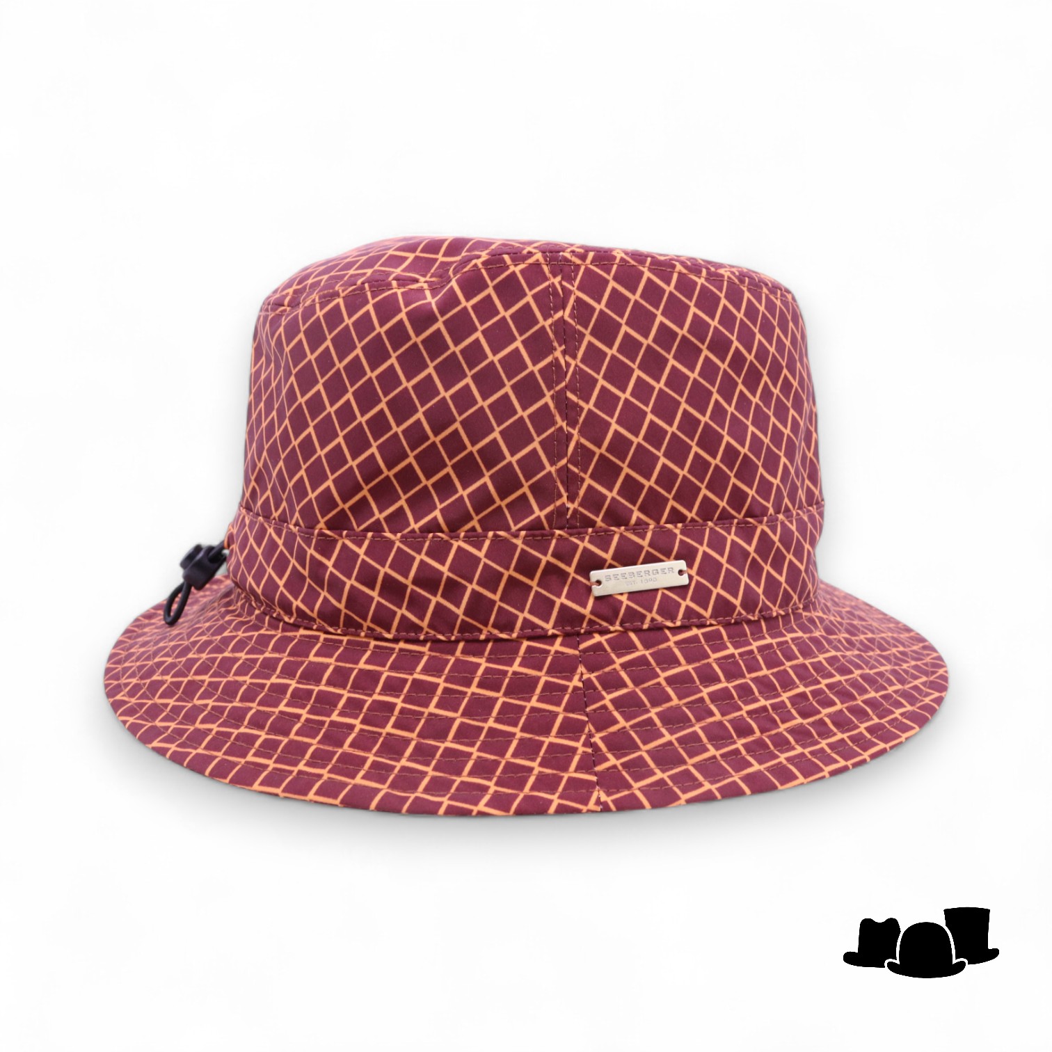 seeberger vissers regenhoed with graphic pattern cassis en papaya
