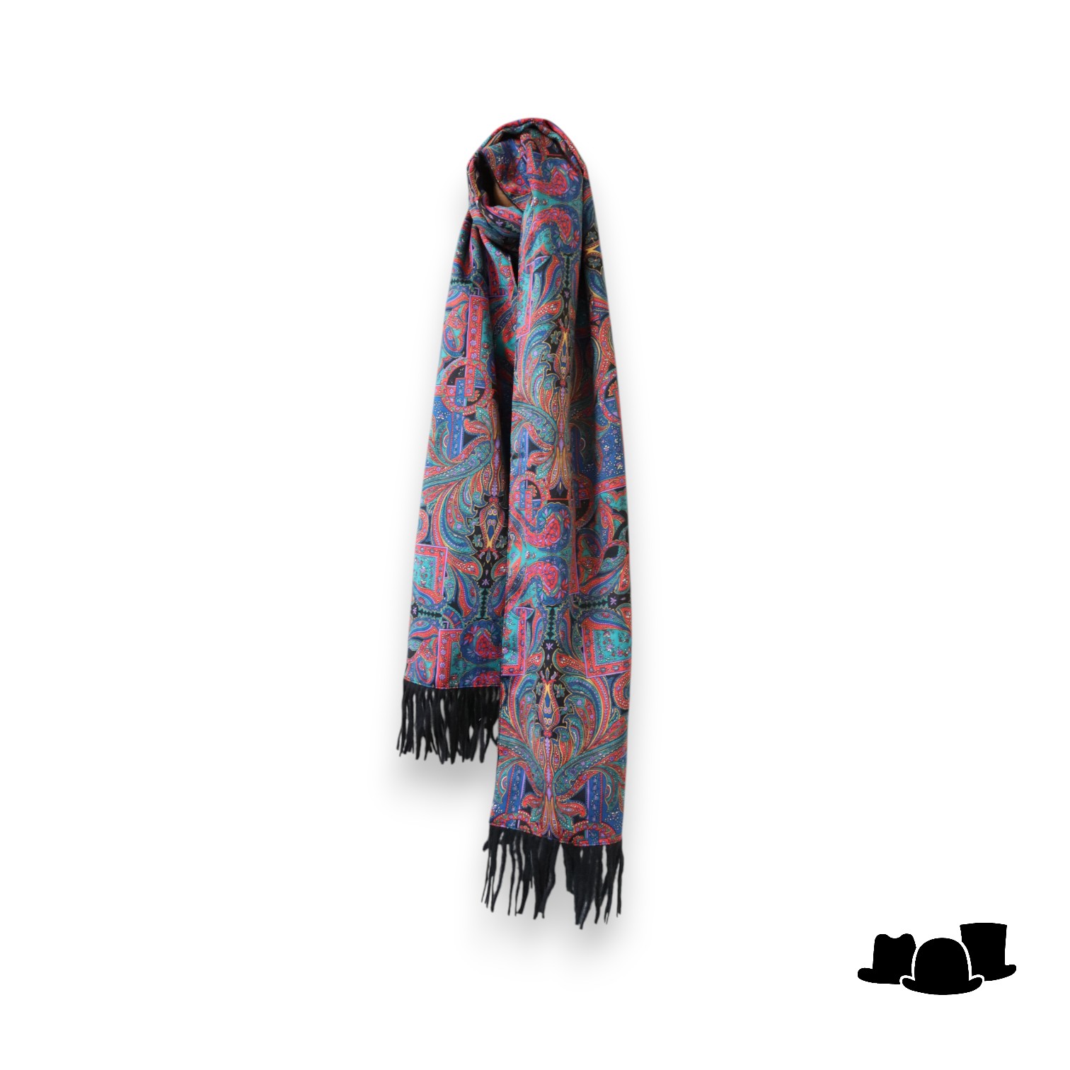 satijnen en fleece sjaal boho chic stijl blauw rood