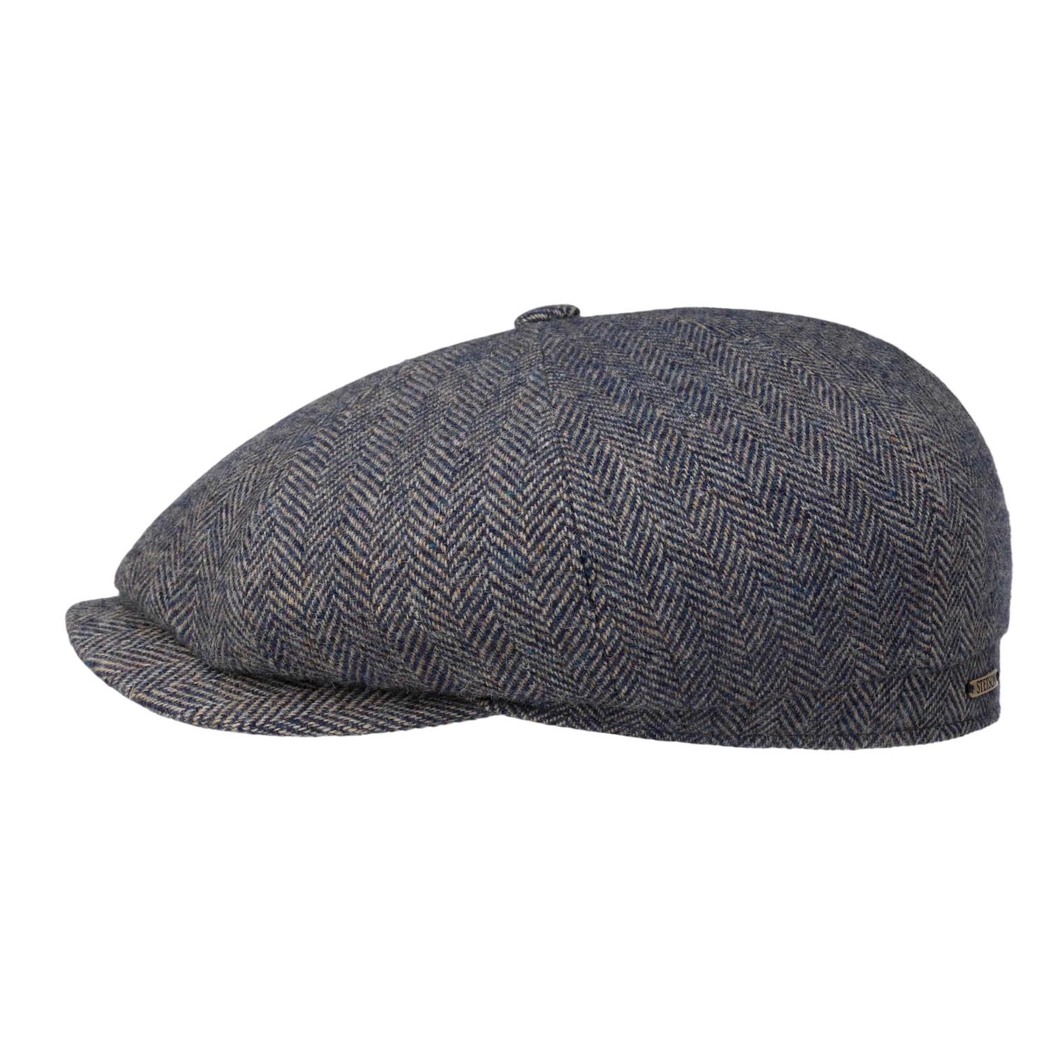 stetson newsboy cap hatteras woolrich herringbone blauw beige 