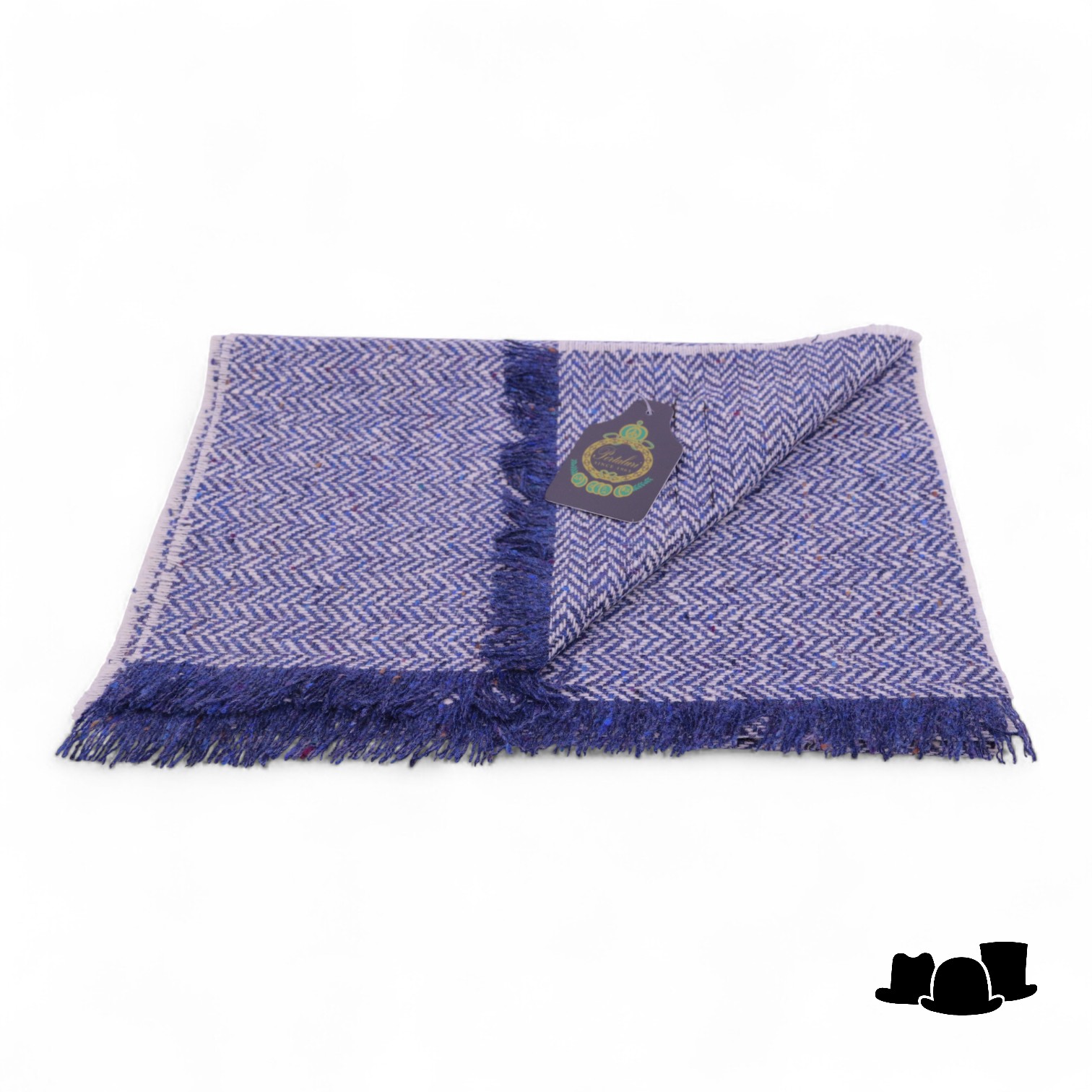 portaluri sjaal wol visgraat blauw