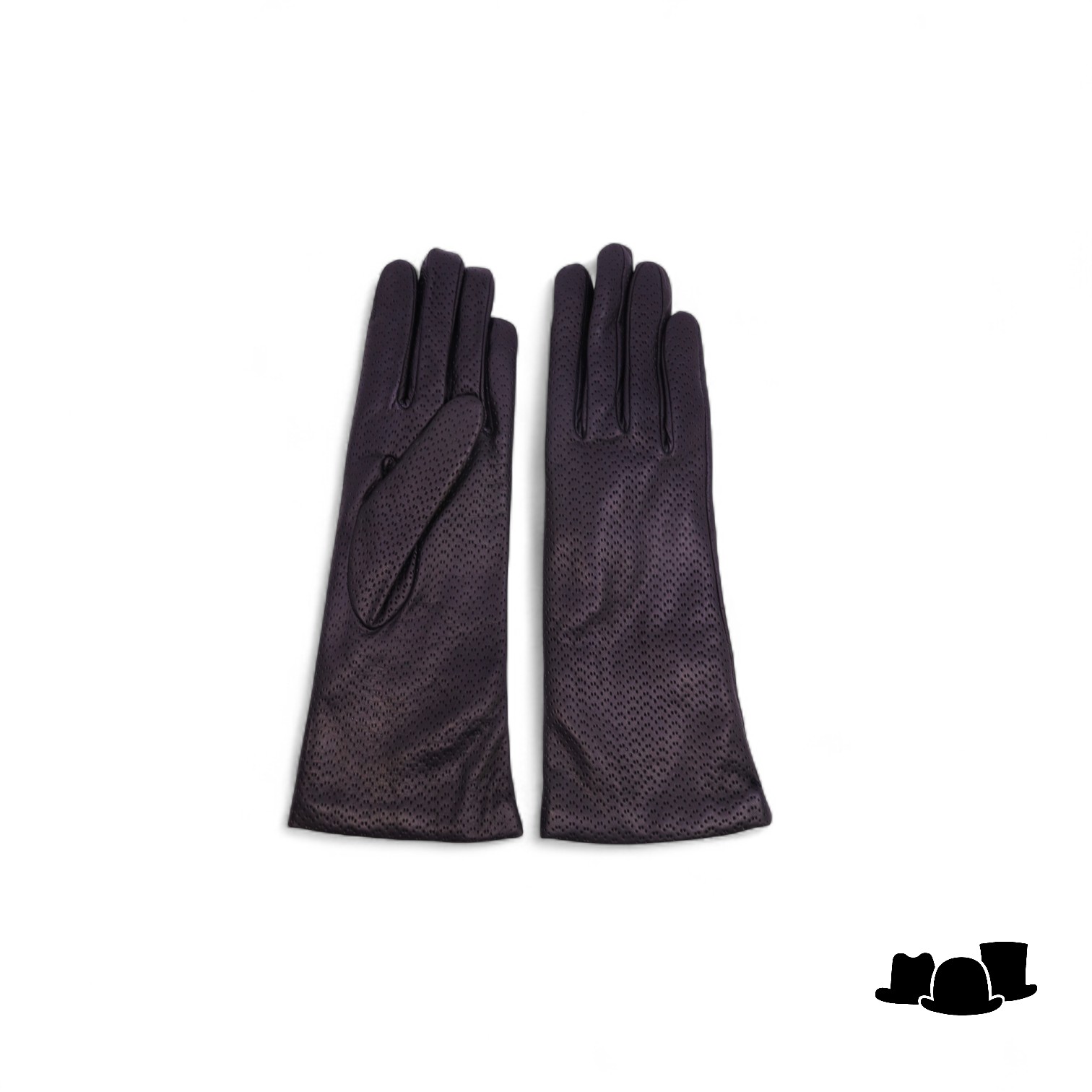 caridei lange dameshandschoenen cecile leather pinhole zwart