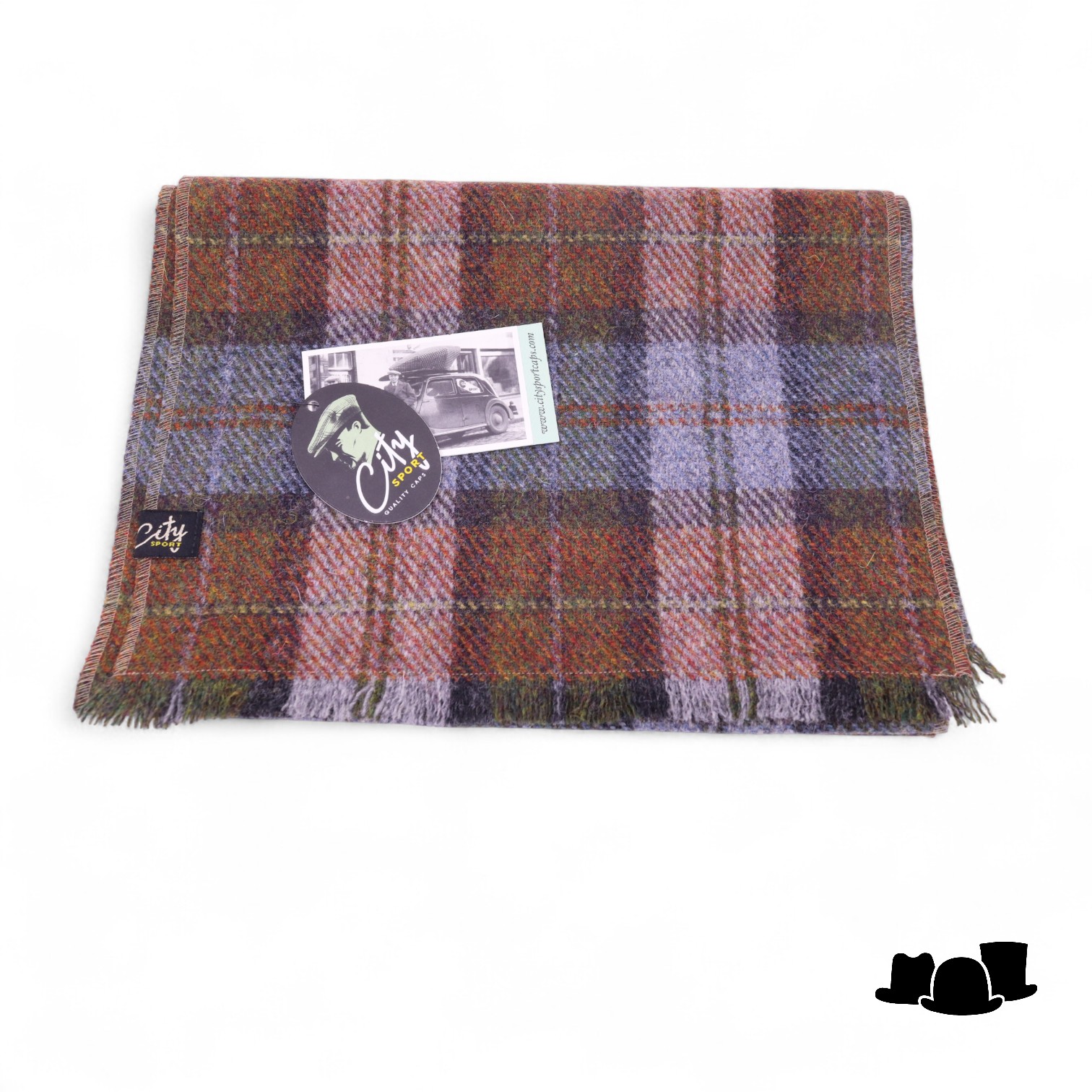 city sport sjaal british tweed ruit blauw oranje