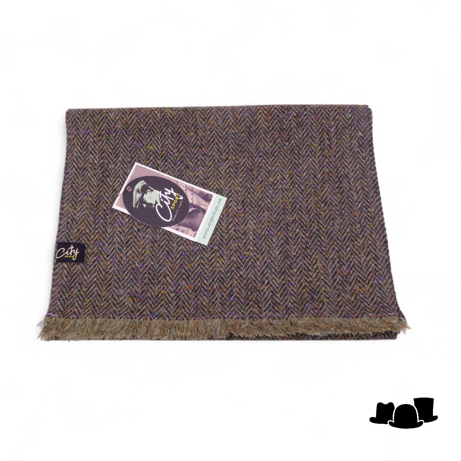 city sport sjaal british tweed visgraat groen