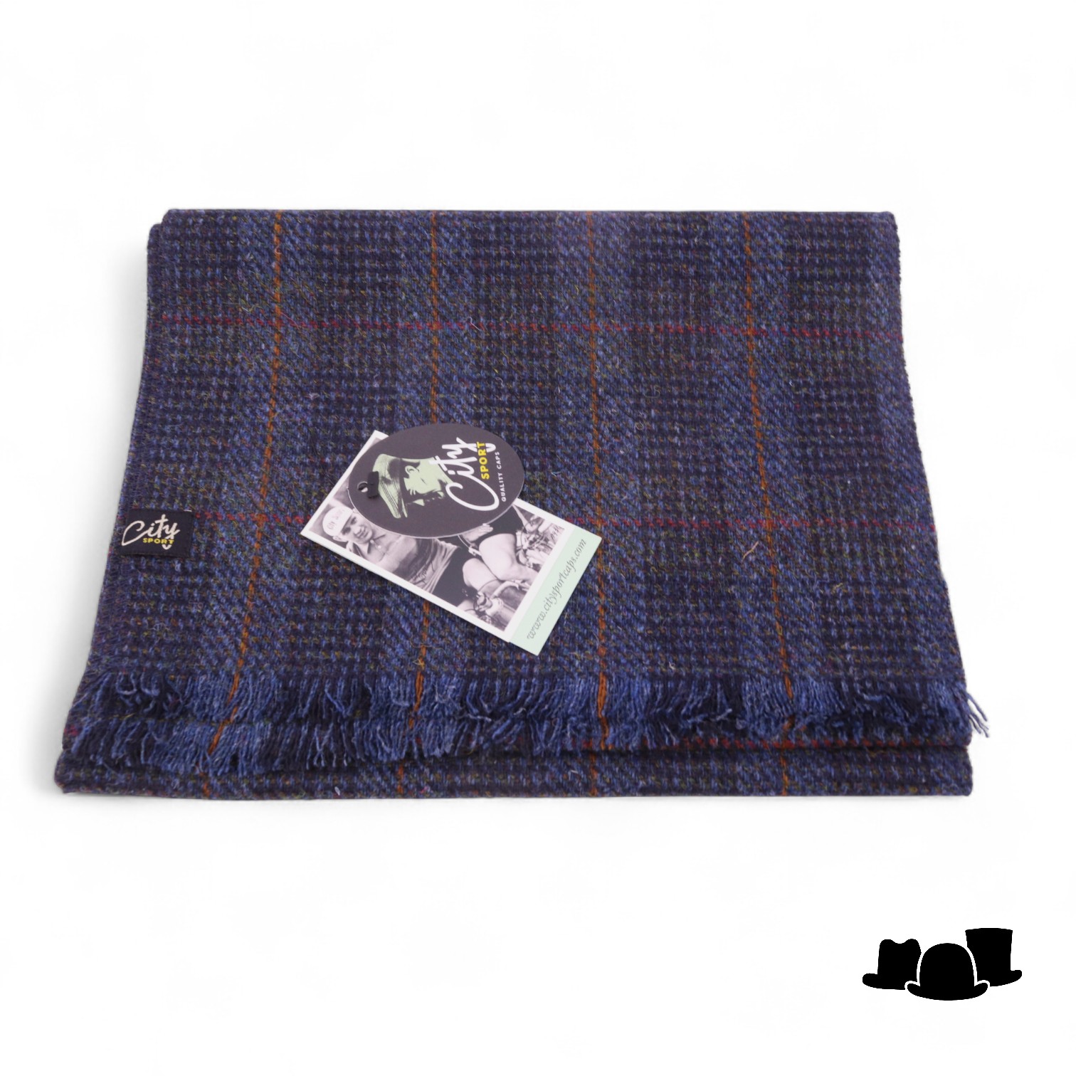 city sport sjaal harris tweed blok ruit blauw